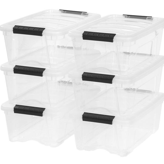 IRIS USA, Inc. TB-42 12 Quart Stack & Pull Box, Clear, 6 Stack and Pull