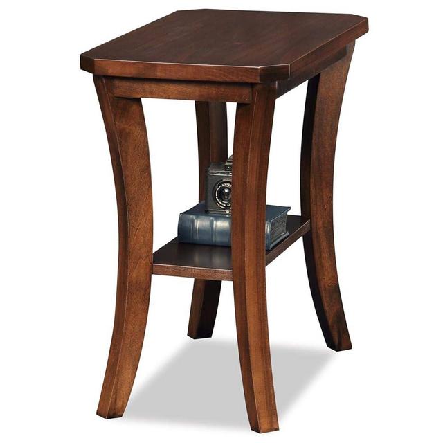Boa Narrow Solid Wood End Table with Shelf, Chocolate Cherry Brown, Perfect for Living Rooms, Bedrooms, and Small Spaces – Leick Home, 10305