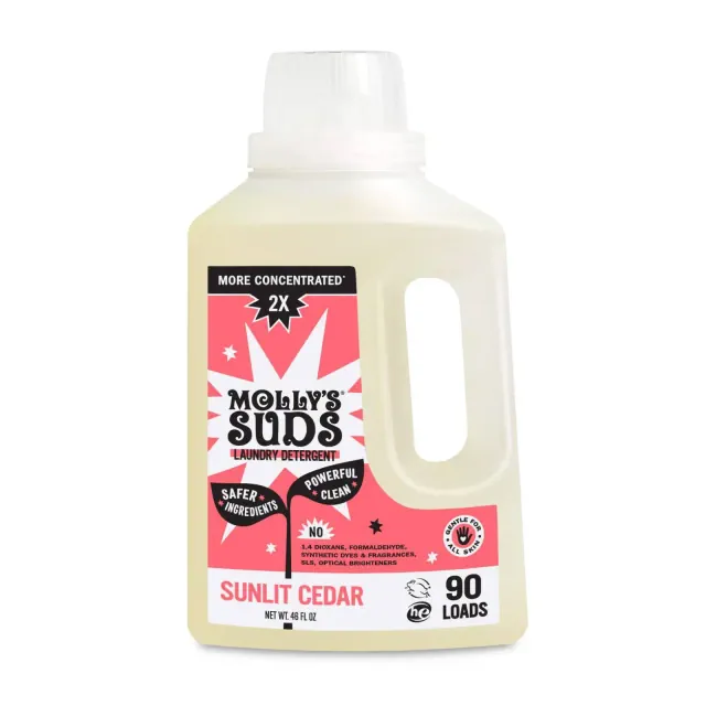 Molly's Suds Liquid Laundry Detergents 90 Loads - Sunlit Cedar - 46 fl oz: Sensitive Formula, No Fragrance Added, Vegan
