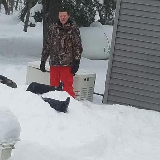 Cam threw Hayley in the snow pile - Jan. 2019