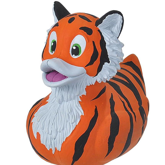 Wild Republic Rubber Ducks, Bath Toys, Kids Gifts, Pool Toys, Water Toys, Tiger, 4"