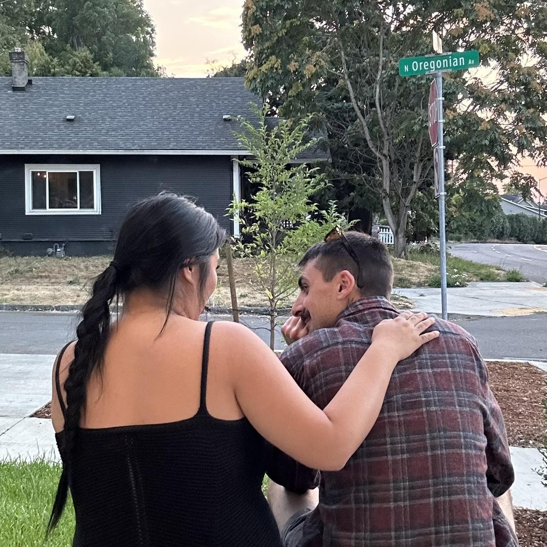 Sitting outside our new home, talking about our dreams, and goals.