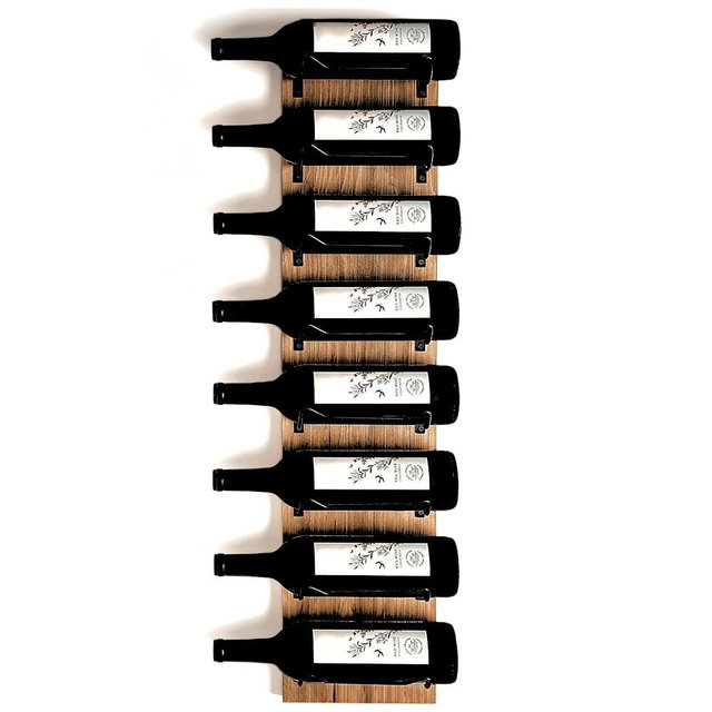 Wine Rack Wall Mounted | Wine Storage Racks for 8 Bottles | Wooden Wine Rack for Wall Wine Rack Display | Wall Mount Wine Rack with Black Brackets | Wall-Mounted Wine Racks | Wall Mounted Wine Racks