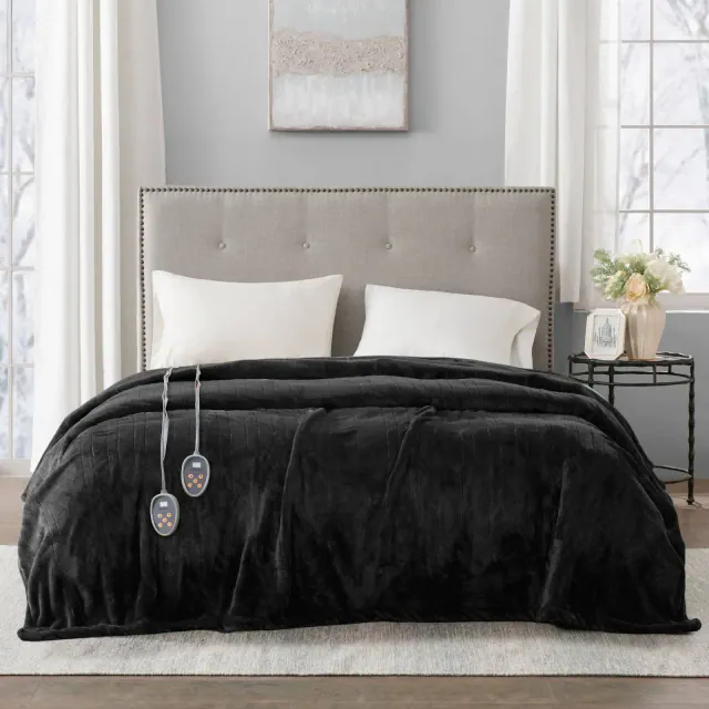 Beautyrest King Heated Plush Blanket Black