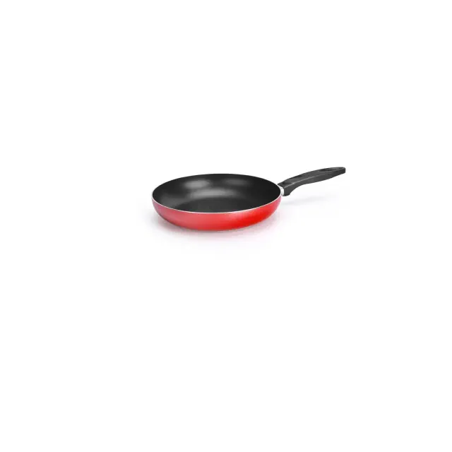 NutriChef Red Medium Fry Pan, 10-Inch Kitchen Cookware, Black Coating Inside, Heat Resistant Lacquer Outside