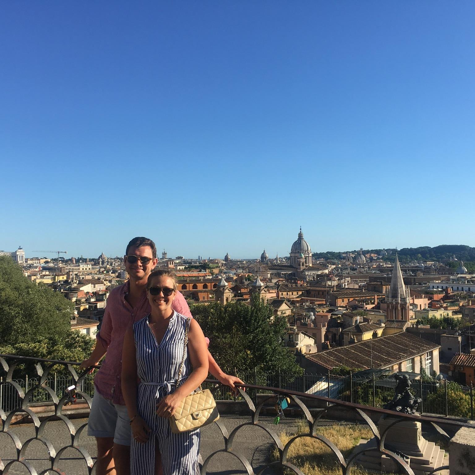 In Rome just a few days after Rich proposed! We explored the city together, going back to the neighborhoods we each studied in years ago in college
