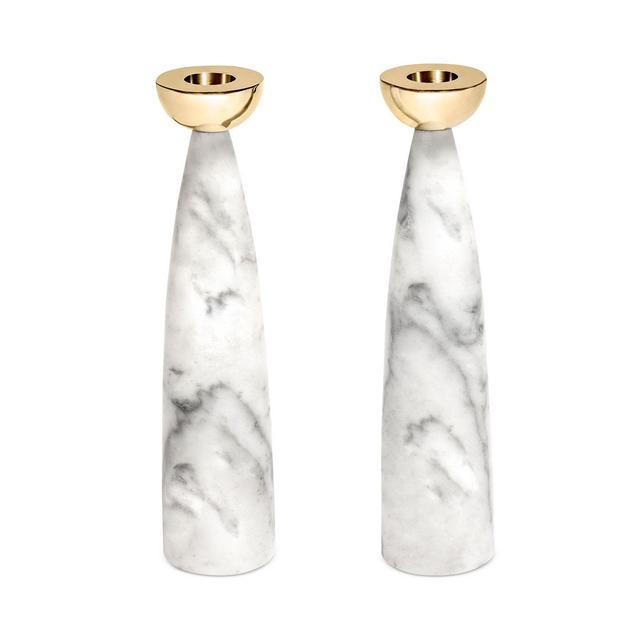 ANNA new york Coluna Candle Holders, Marble/Gold