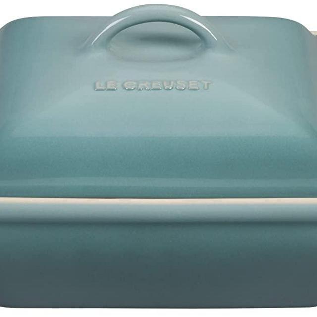Le Creuset Stoneware Heritage Covered Square Casserole, 2.5 qt. (9"), Sea Salt