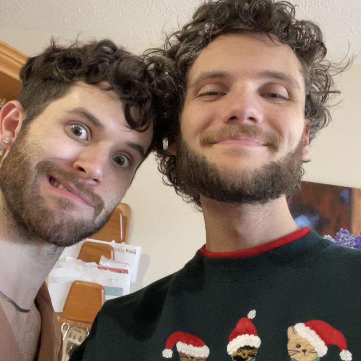 Tasting the food before partying at the Curtises, Christmas 2023.