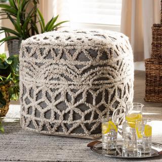 Avery Moroccan Inspired Handwoven Cotton Pouf Ottoman