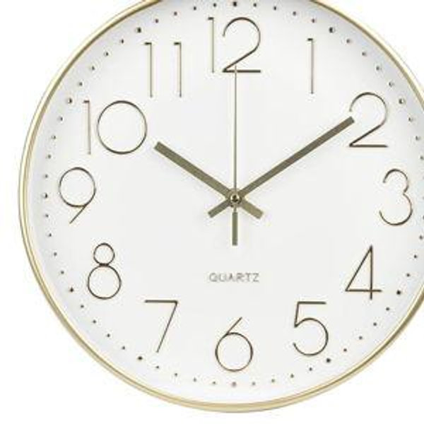 Wall Clock 12 Inch Non-Ticking Silent Modern Simple Style Round Decor Clock Gold Stereoscopic Dial Quartz Wall Clocks for Home/Office/School/Living Room/Bedroom/Kitchen