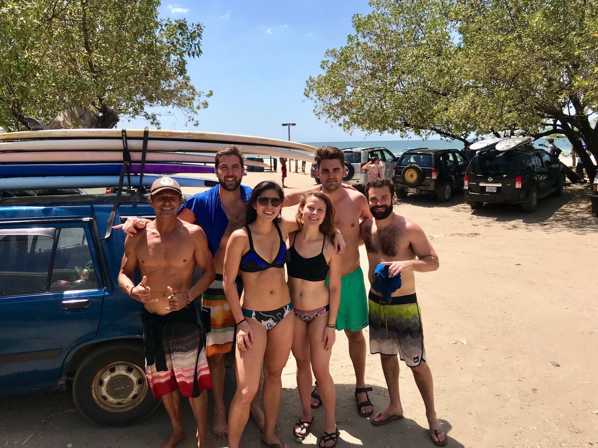 Post surf seesh after we crushed those 1-2 ft waves with the help from our instructor Michele in Tamarindo, Costa Rica.