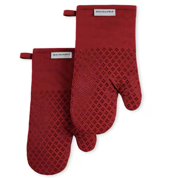KitchenAid Asteroid Silicone Grip Paprika Red Oven Mitt Set (2-Pack) O2010054TDKAA1 600
