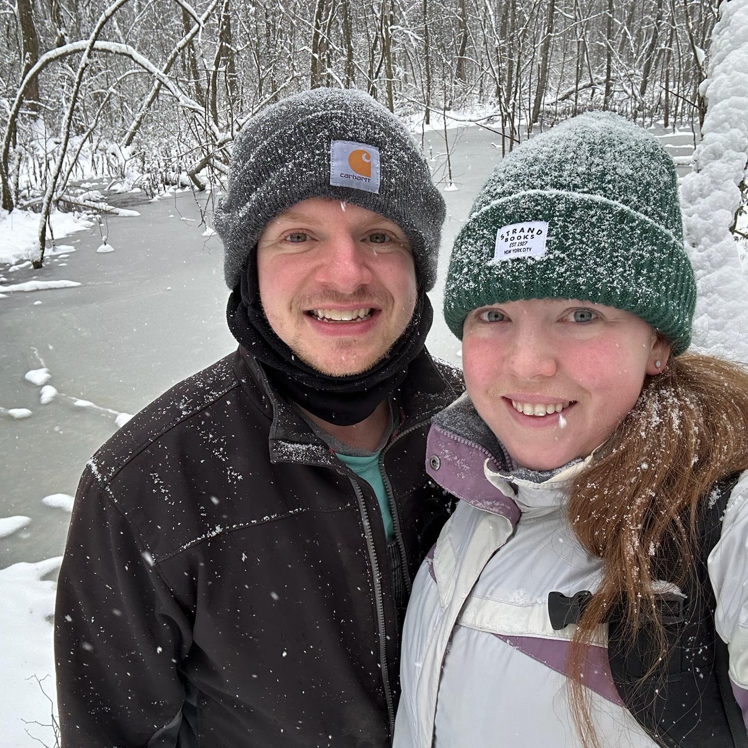 We went on a snow hike at Shelby Bottoms in January 2024 after we moved in together in East Nashville.