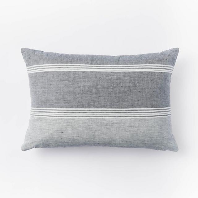 Woven Asymmetric Striped Lumbar Throw Pillow Blue - Threshold™ designed with Studio McGee