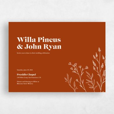 Dark Rust, Orange Wedding Invitation - Sylvan Landscape
