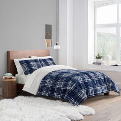 UGG AVERY COMFORTER SET NAVY PLAID KING
