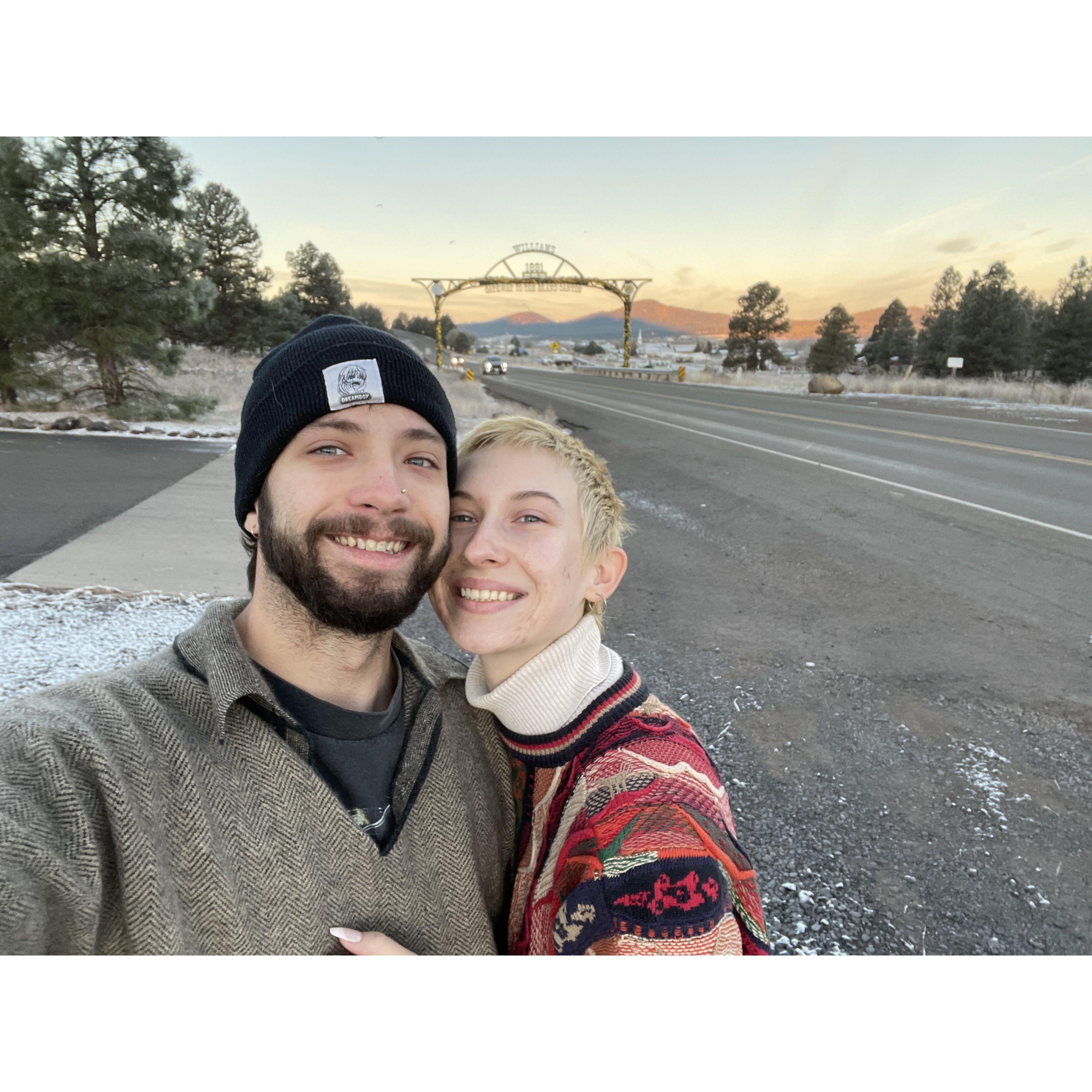 Gate to the Grand Canyon on our second time through, and 4th roadtrip across the US together. 2022