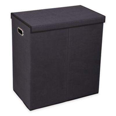 Household Essentials® Collapsible 2-Compartment Laundry Hamper in Black