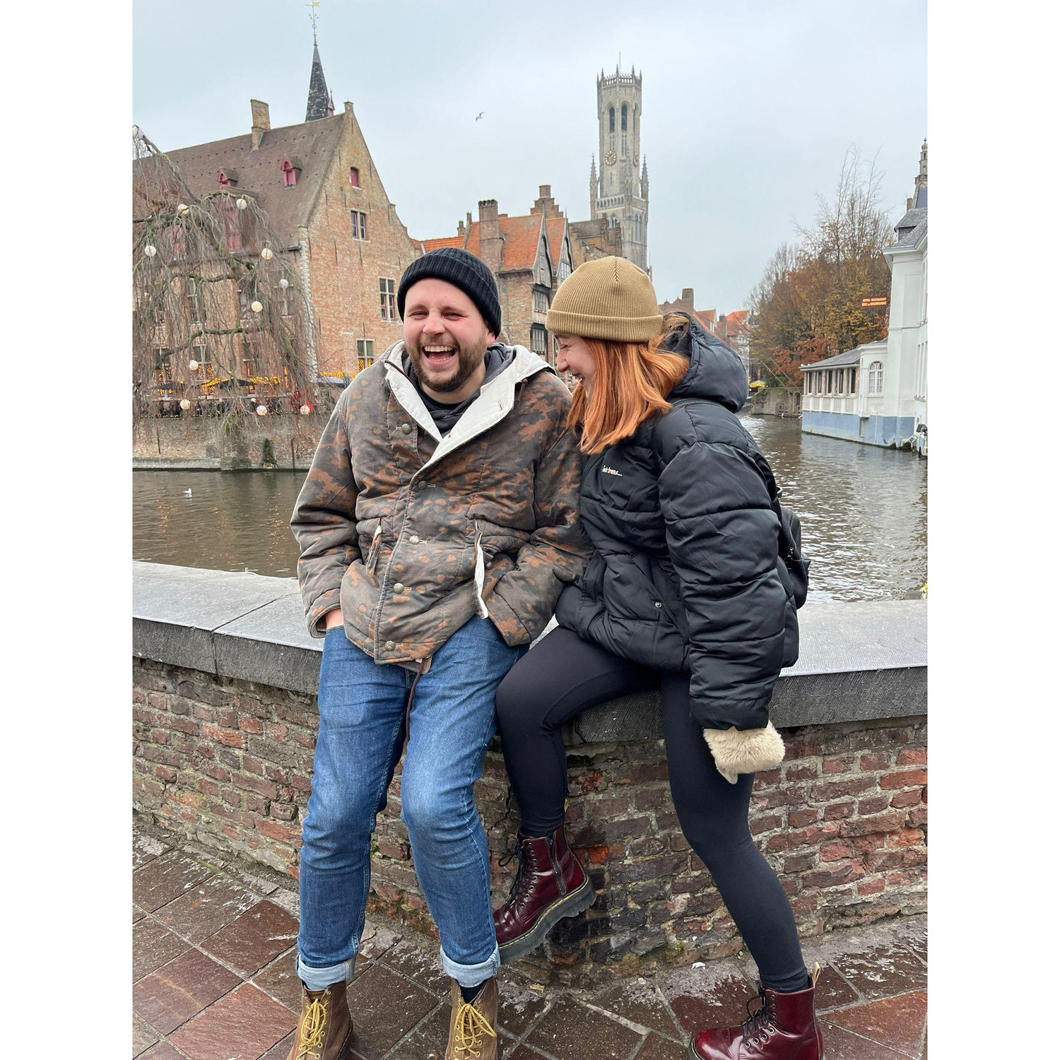 Something obviously hilarious was said. When in Brugge...