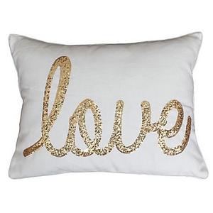 Thro "Love" Sequin Oblong Throw Pillow