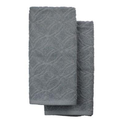 Freshee 2-Pack Sculpted Terry Kitchen Towels Set in Grey