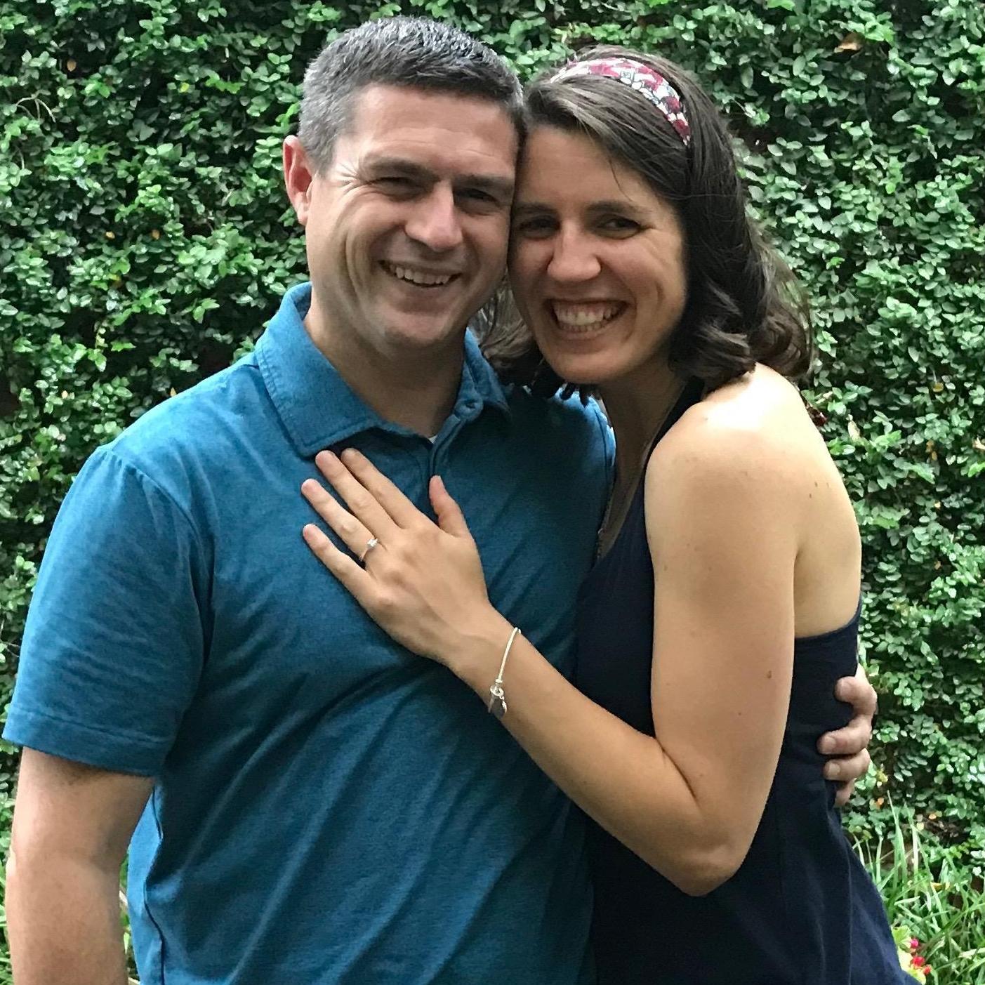 Just after getting engaged at the meditation garden at St. Peter's