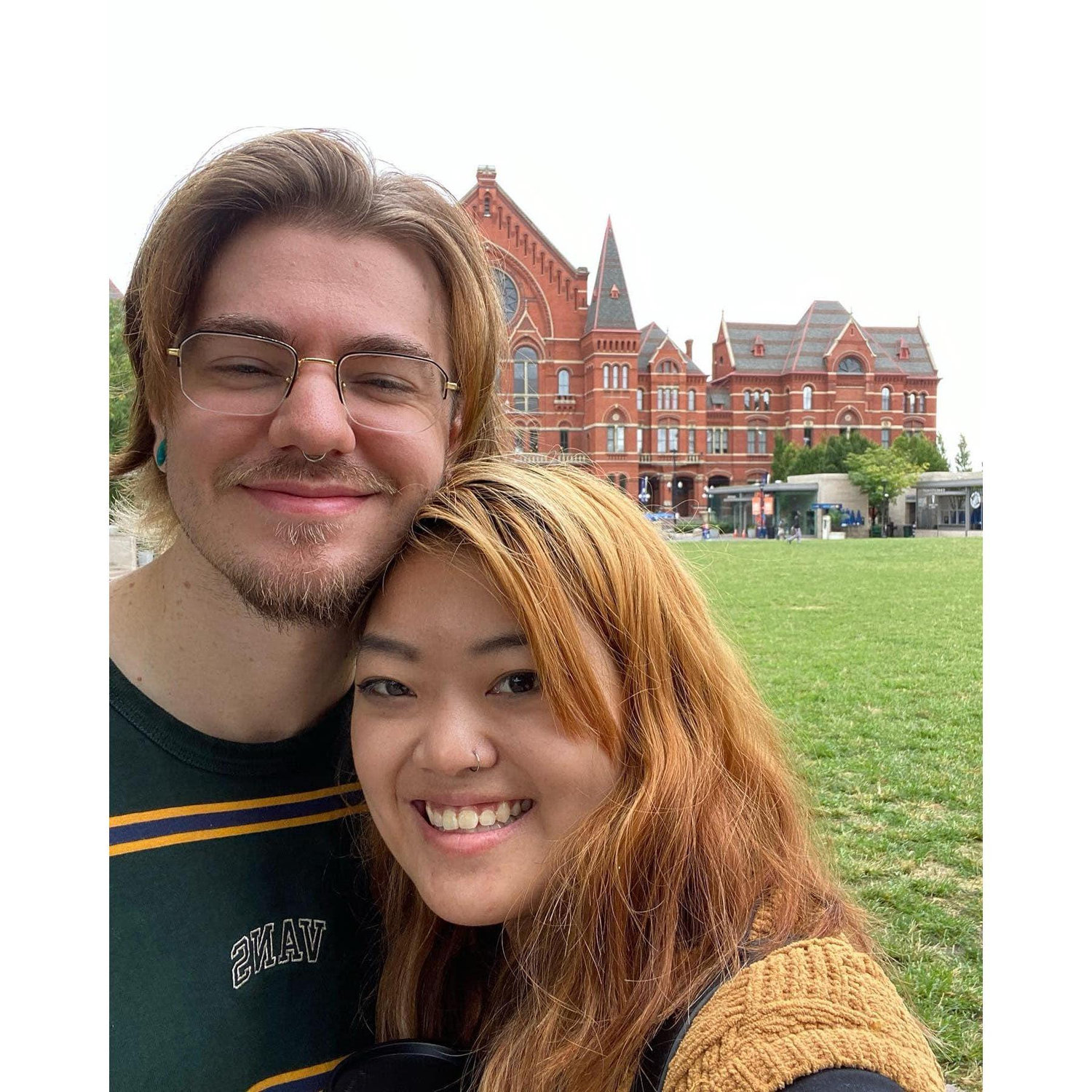 Washington Park in Cincinnati! This was my 22nd birthday. Behind us you can see Music Hall!
