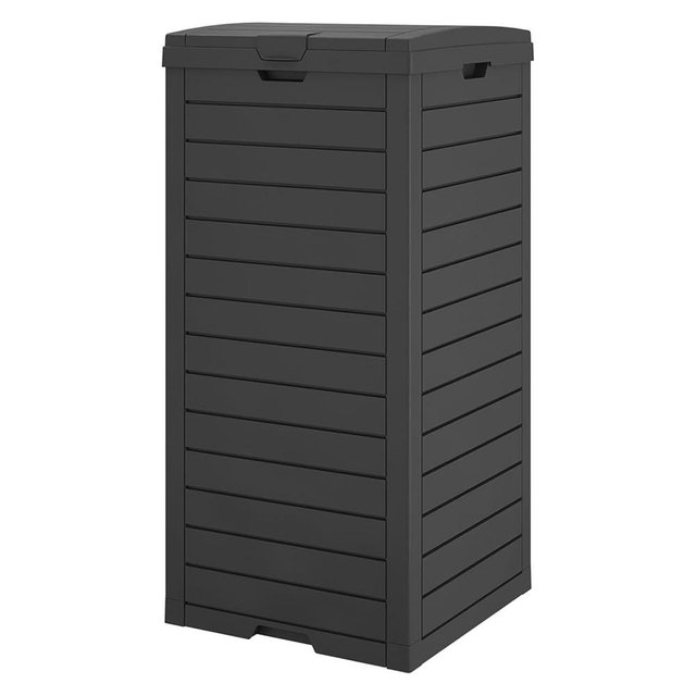 31 Gallon Kitchen Trash Can, Waterproof Garbage Can with Tiered Lid and Drip Tray, Resin Outside Trash Bin for Patio, Backyard, Deck