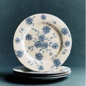Set of 4 dinner plates - Garden Flowers - Vintage Blue