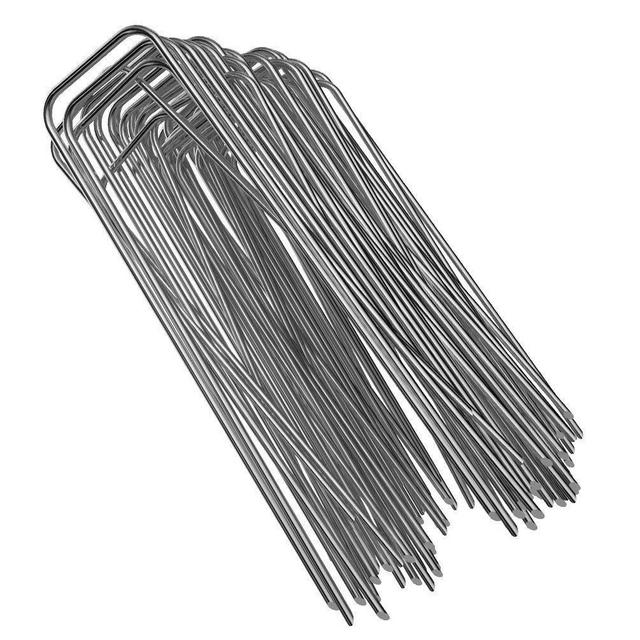 100-Pack 6&quot; Heavy Duty 11 Gauge Galvanized Steel Garden Stakes Staples Securing Pegs for Securing Weed Fabric Landscape Fabric Netting Ground Sheets and Fleece