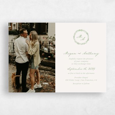 Green Floral Wedding Invitation - Violet Photo