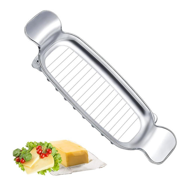 Stainless Steel Cheese Cutter and Butter Slicer - Multifunctional Kitchen Food Tool for Block Cheeses and Butter