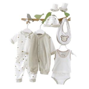 Smgslib 8pcs Newborn Baby Clothes Unisex Infant Outfits Layette Set with Stripe Dot(Gray)