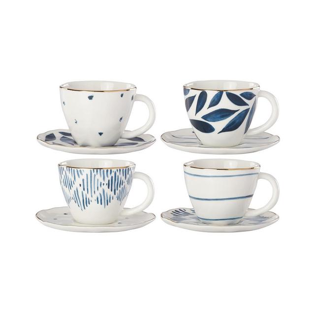 Lenox Blue Bay Set/4 Assorted Espresso Cup and Saucer