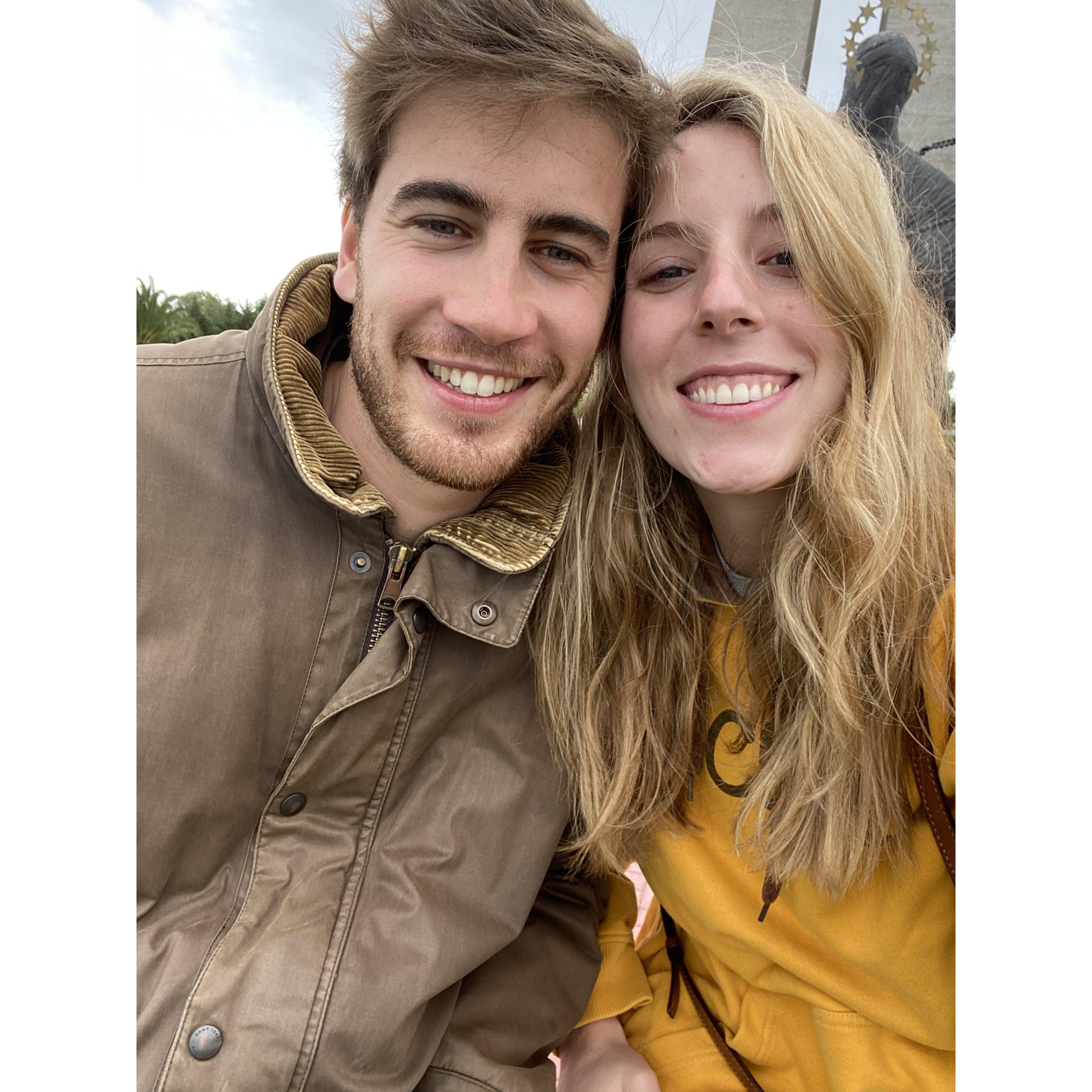 Our first photo together, at the base of the Cristo Rei statue