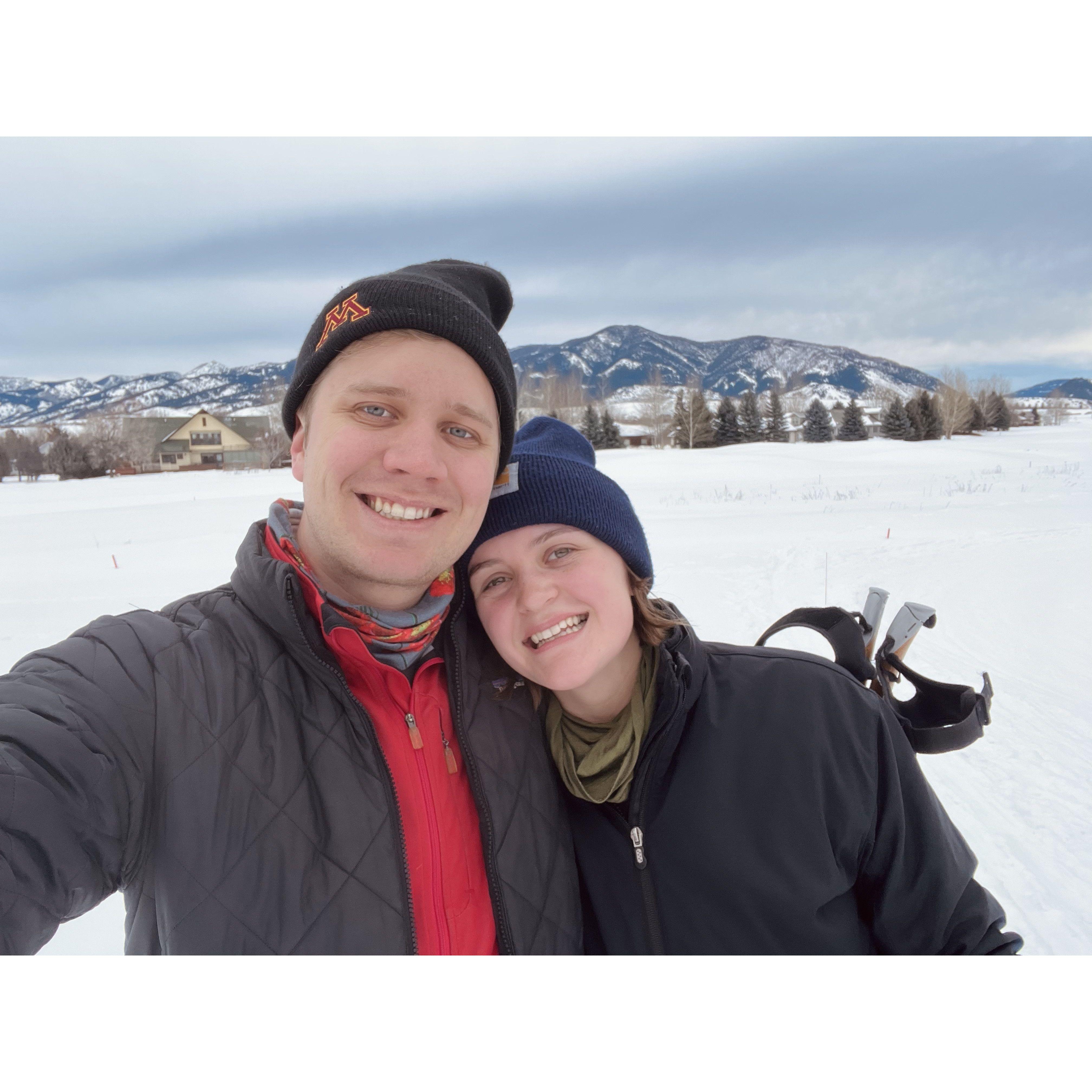 Noah taught Lauren how to cross country ski and it (mostly) went well
