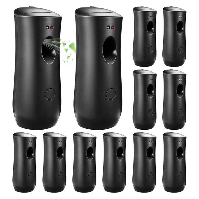 12 Pack Automatic Air Freshener Spray Dispenser,Wall Mounted or Free Standing Auto Freshener Dispenser Aerosol Sprayer for Hotel Office Living Room Bathroom Commercial Place,Black