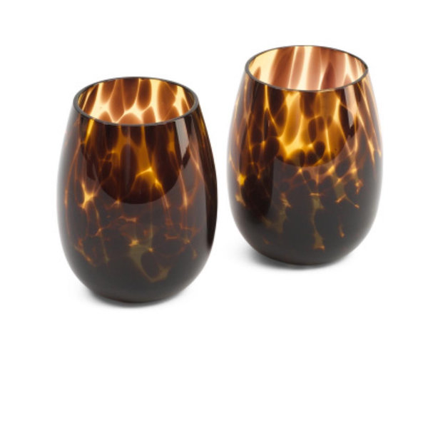 Set Of 2 Tortoise Stemless Wine Glasses | Drinkware | Marshalls