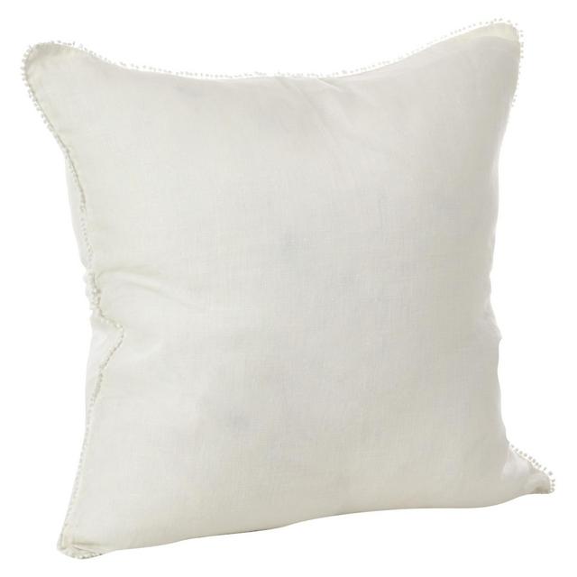 Ivory Pompom Design Throw Pillow (20")- Saro Lifestyle