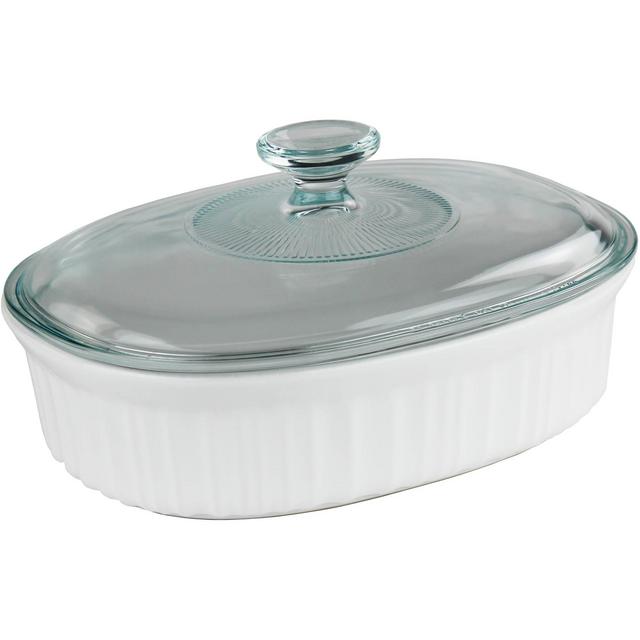 Corningware French White 1.5 Quart Oval Baking Dish with Glass Lid