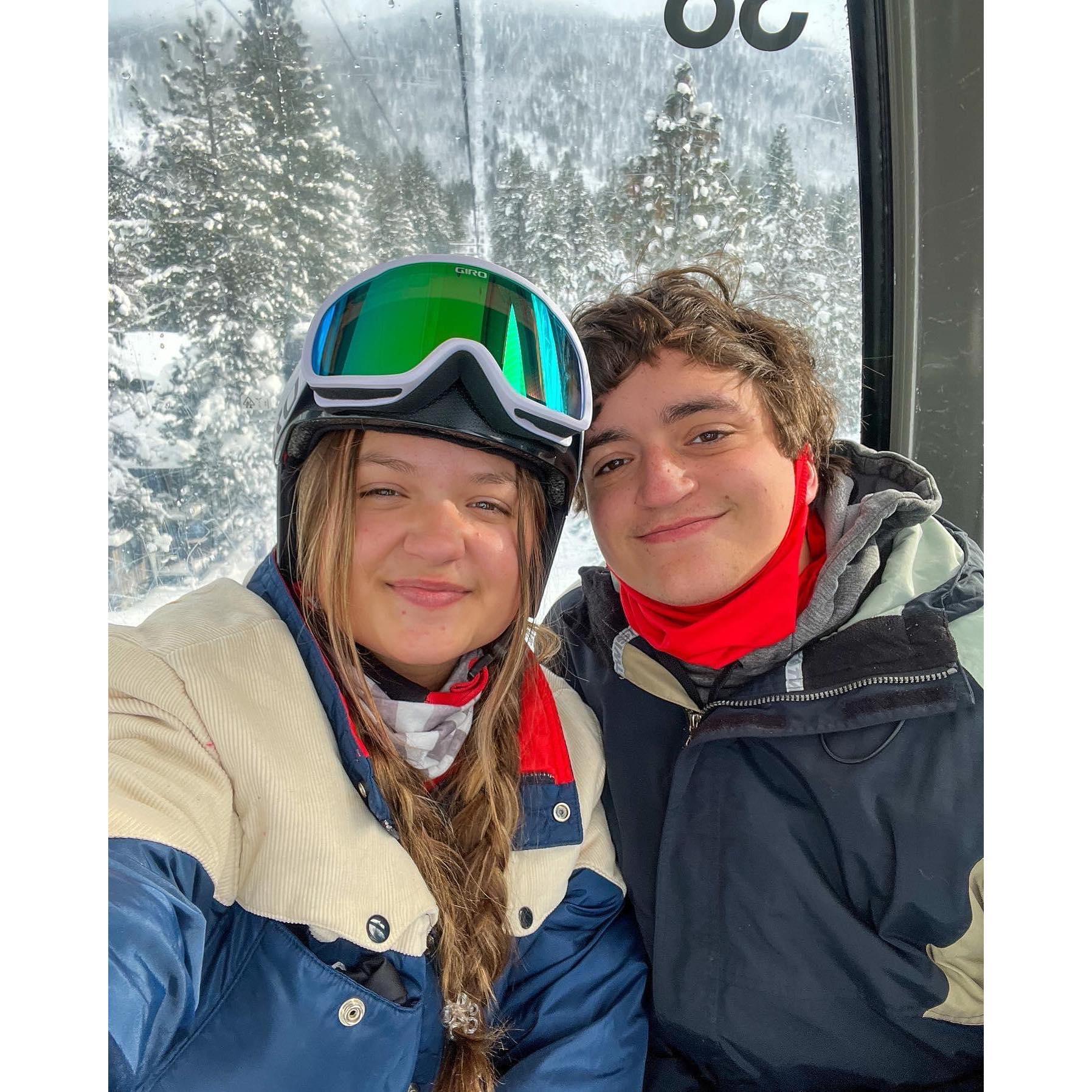 Snowboarding together for the first (& so far only) time:)