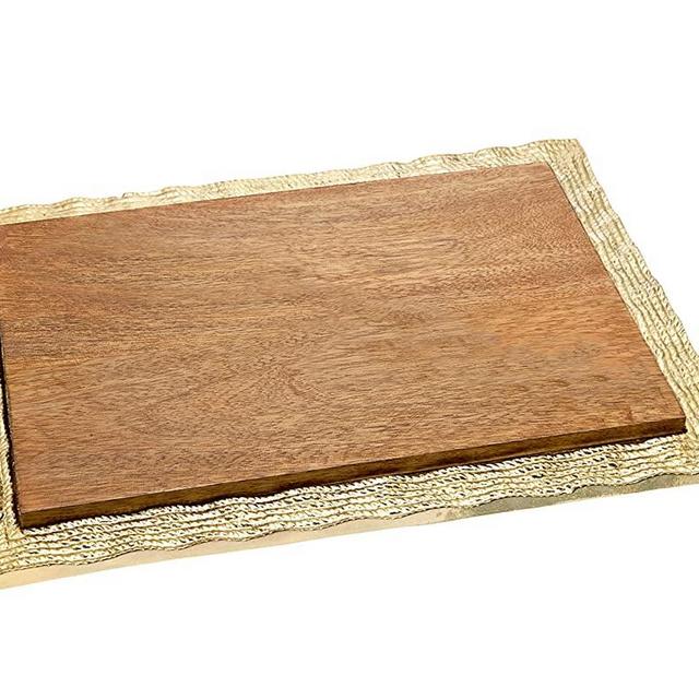 Wooden Challah, Cutting, Carving Board with Gold Trim
