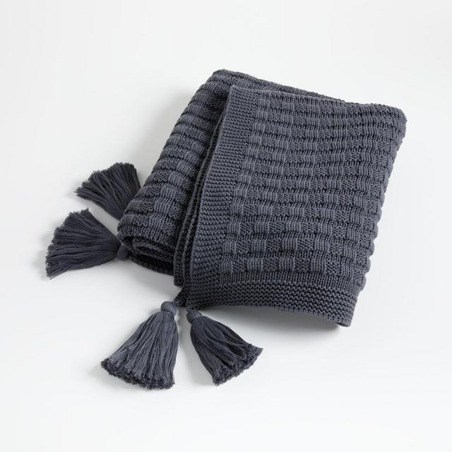 Zestt Dark Grey Tassel Throw