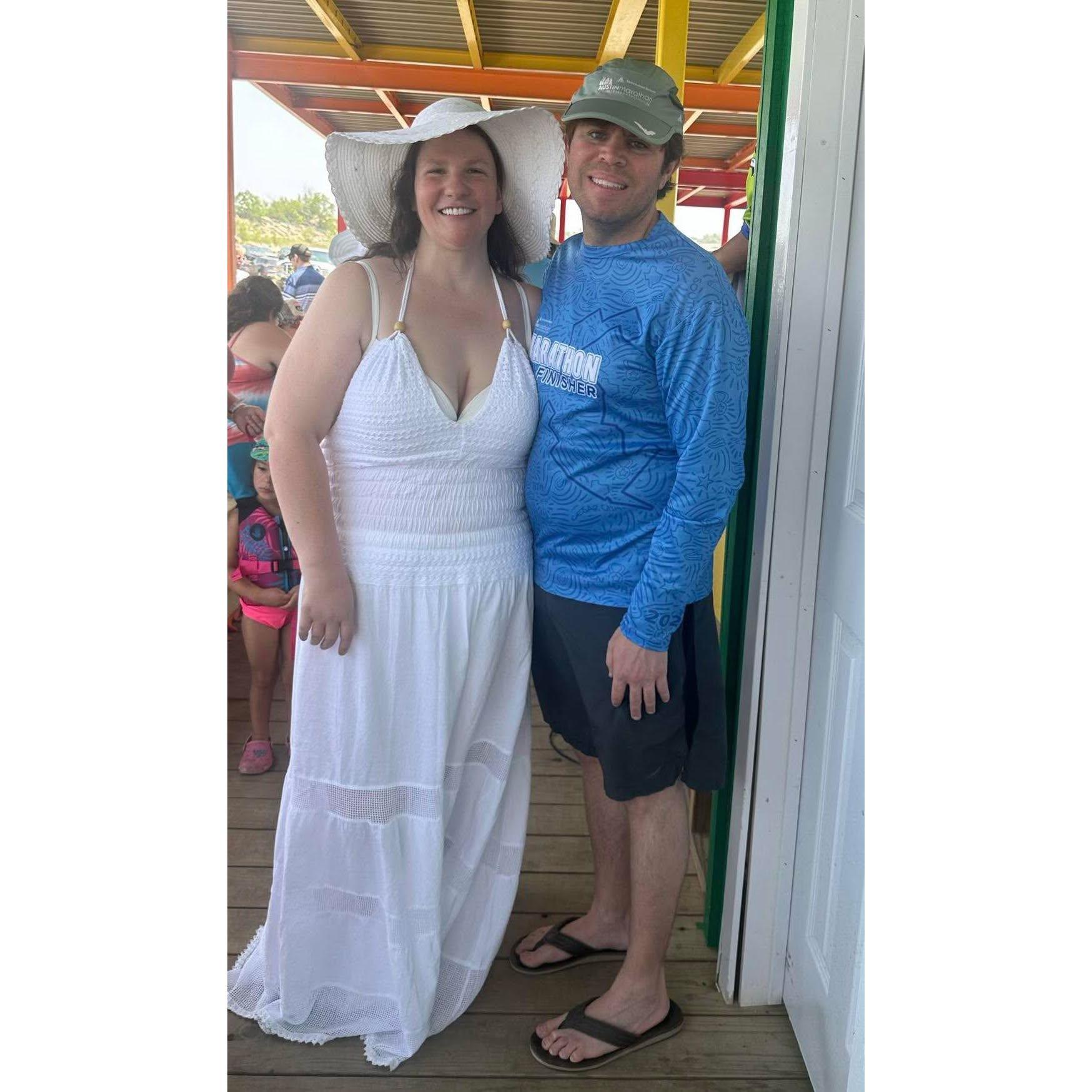 Both of us at our engagement party. "The Love Boat"