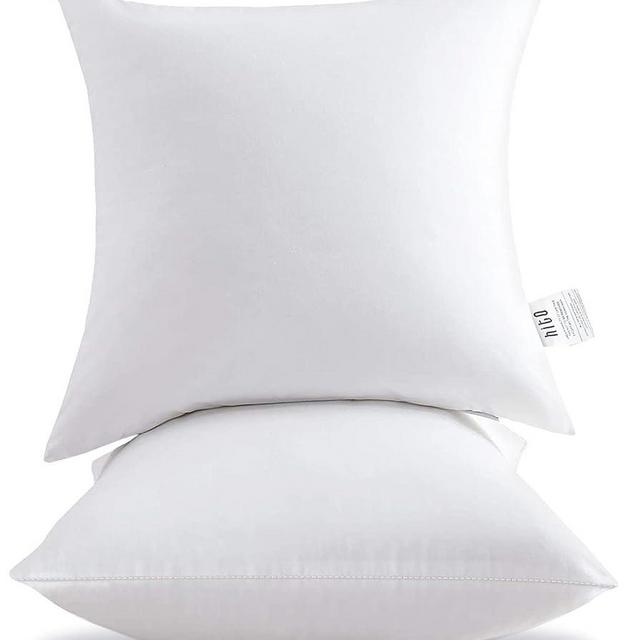 HITO 20x20 Pillow Inserts (Set of 2, White)- 100% Cotton Covering Soft Filling Polyester Throw Pillows for Couch Bed Sofa