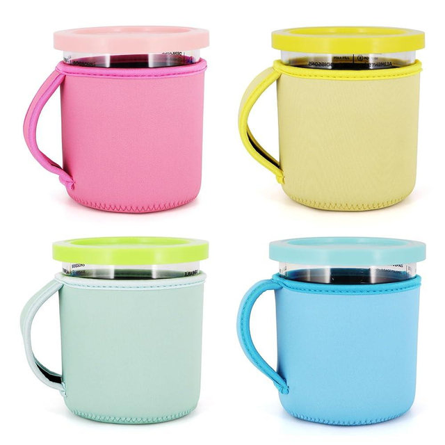 4Pack Neoprene Ice Cream Sleeves with Handle, Reusable Insulated 24oz Cover Compatible with Ninja Creami NC501, NC500 Series Deluxe Ice Cream Maker Containers(Fashion colors)