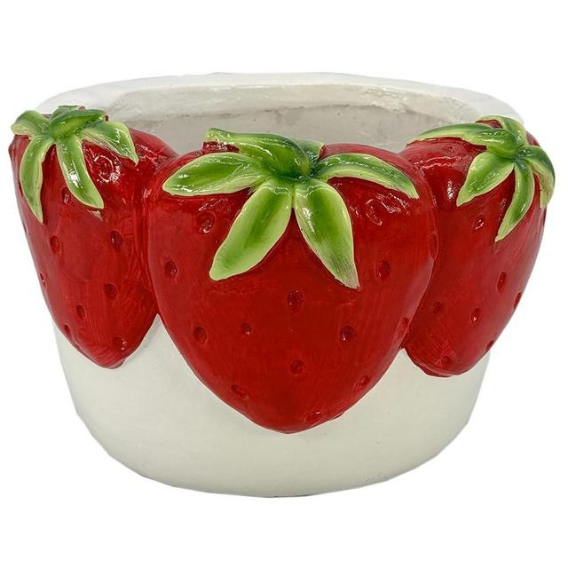 Galt International 10.8" Wide Oval Strawberries Resin Planter