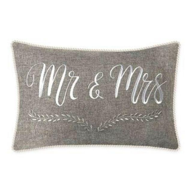 Edie @ Home "Mr. & Mrs." Oblong Throw Pillow in Grey
