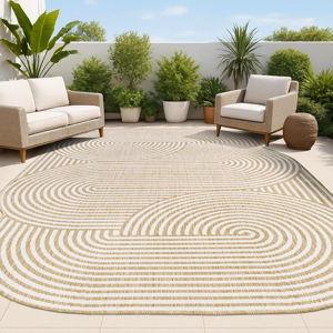JONATHAN Y Geometric Arch Stripe Indoor Outdoor Area Rug 9X12 Cream/Natural, Margot Modern for Backyard, Patio, Porch, Easy-Cleaning, High Traffic, Pet-Friendly, Non-Shedding (SHP201B-9)